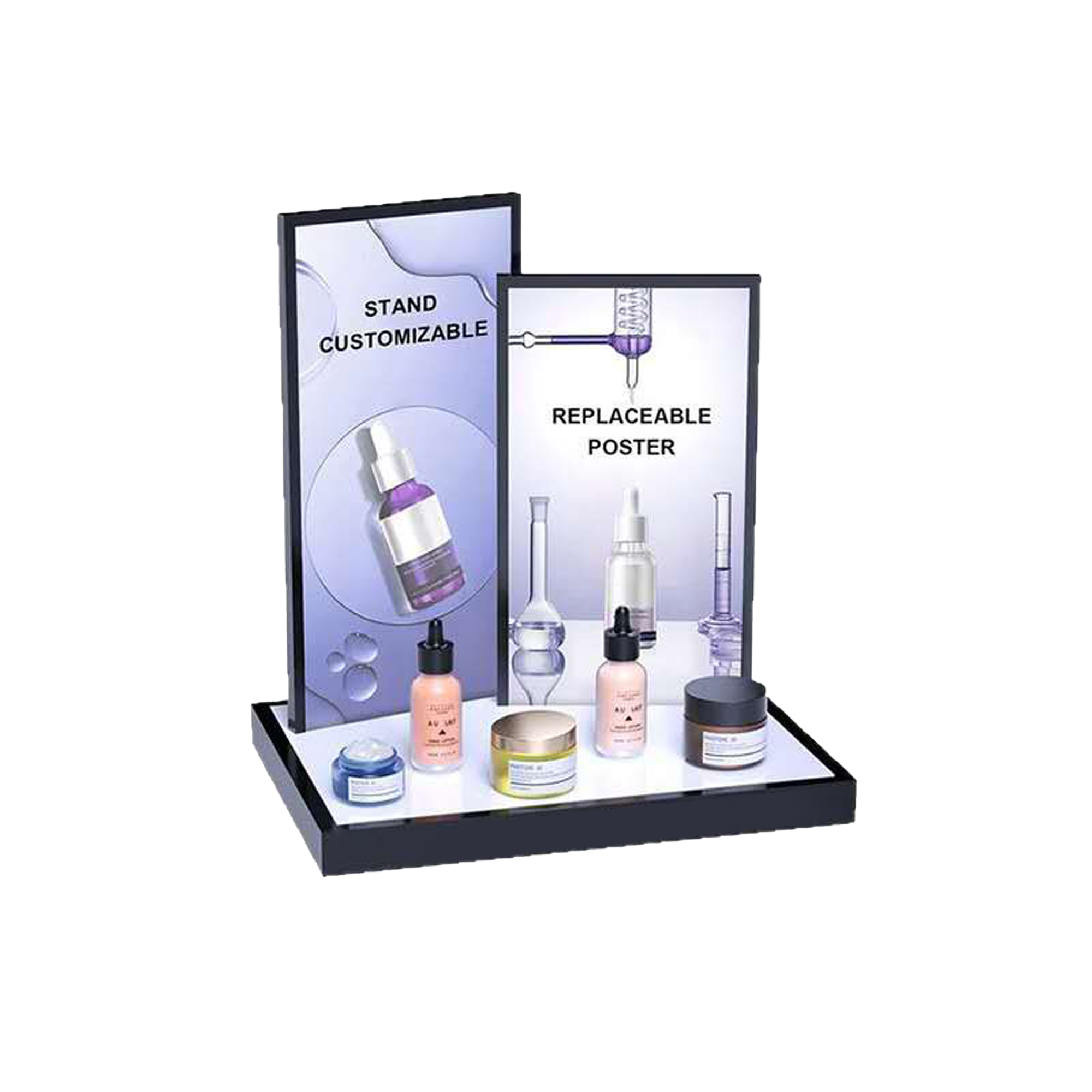 Skincare Display with Replaceable Poster