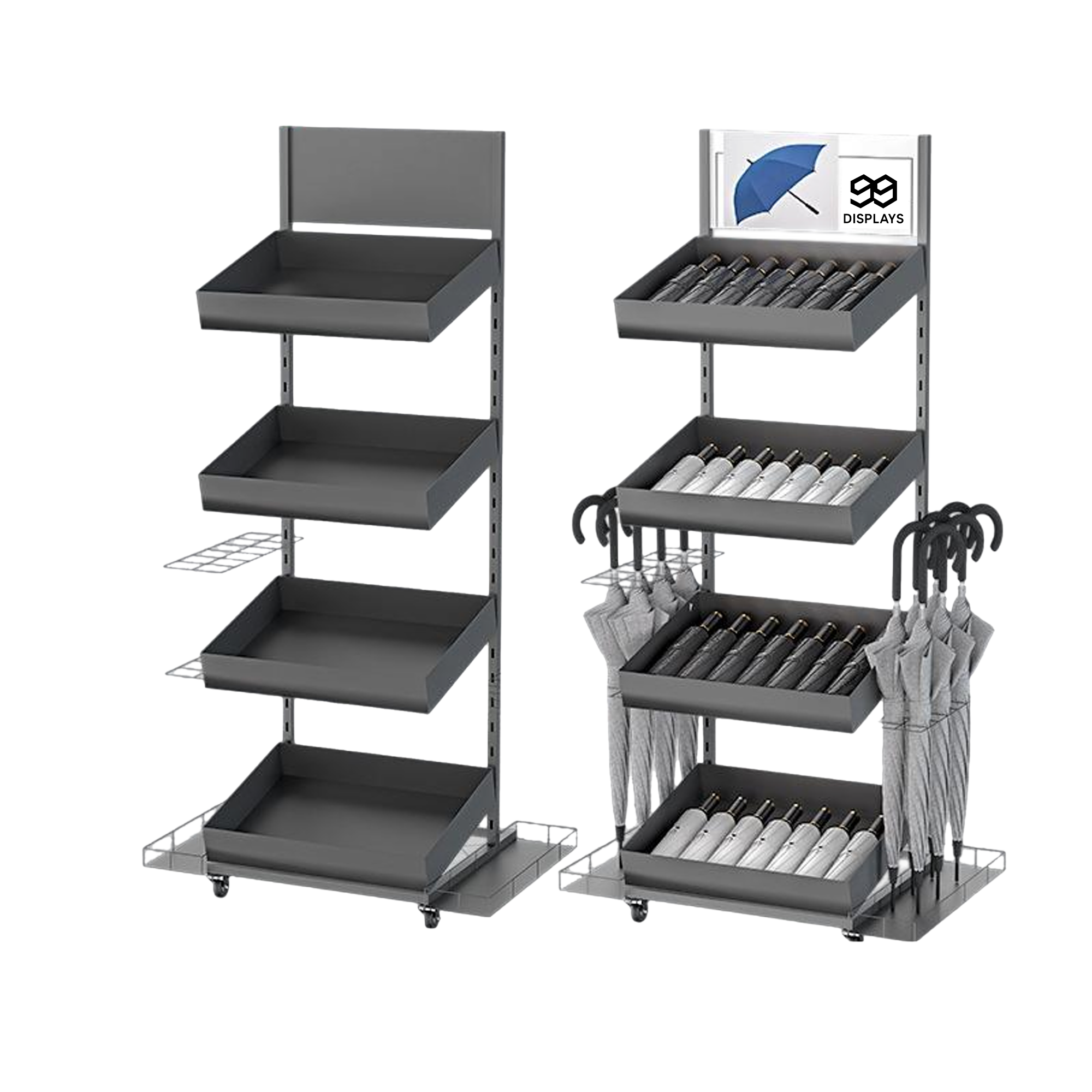 Umbrella Display Rack with Shelves